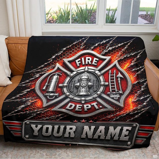 Metallic Maltese cross emergency throw blanket styled on a living room sofa