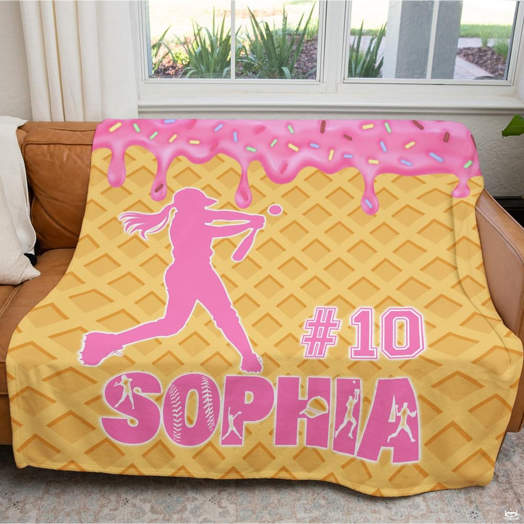 Decor display showing pink dessert graphics and softball action silhouettes elevating room interior accents.