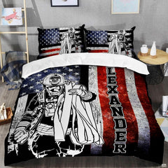 Responder-themed flag artwork with weathered stars, stripes, and bold vertical lettering