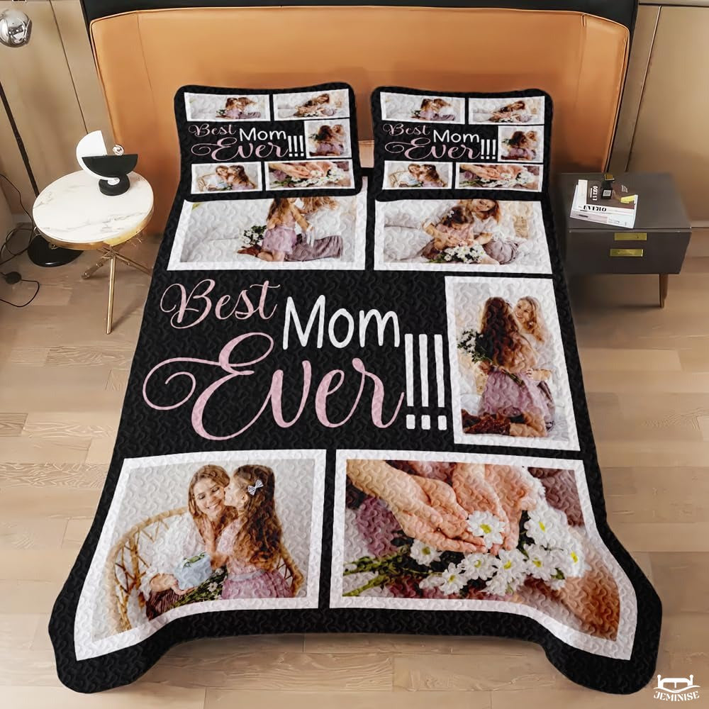 Personalized S Day Mother and Daughter Quilt with Photo and Daisies