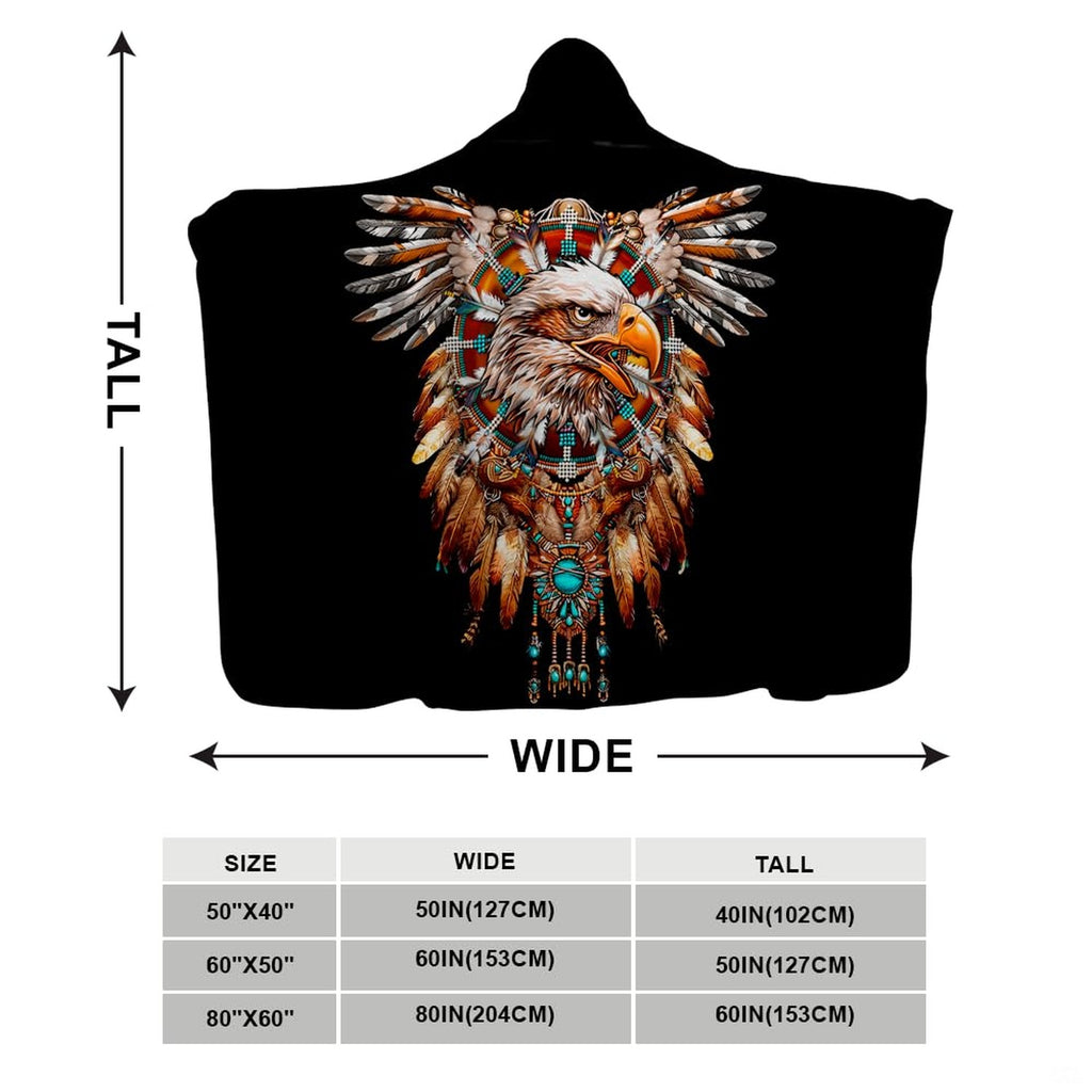 Native American bald eagle spirit totem with turquoise beads and feathers on black, view 3.