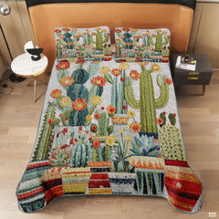 Personalized Flowering Cactus & Succulent Garden Quilt Set