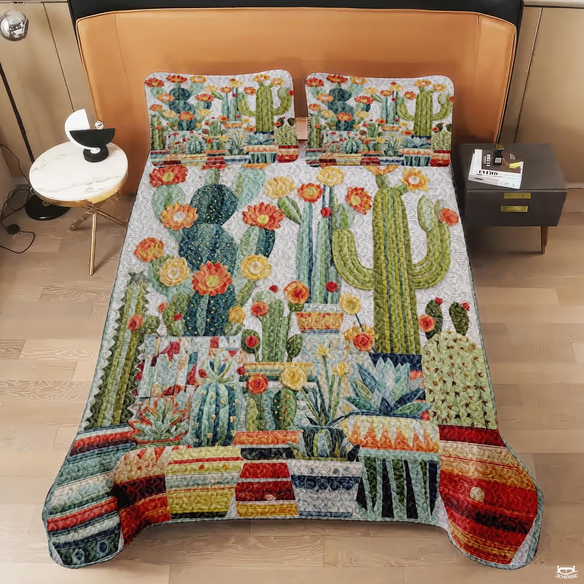 Personalized Flowering Cactus & Succulent Garden Quilt Set