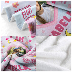 Girls bedroom styling with faith affirmation blanket