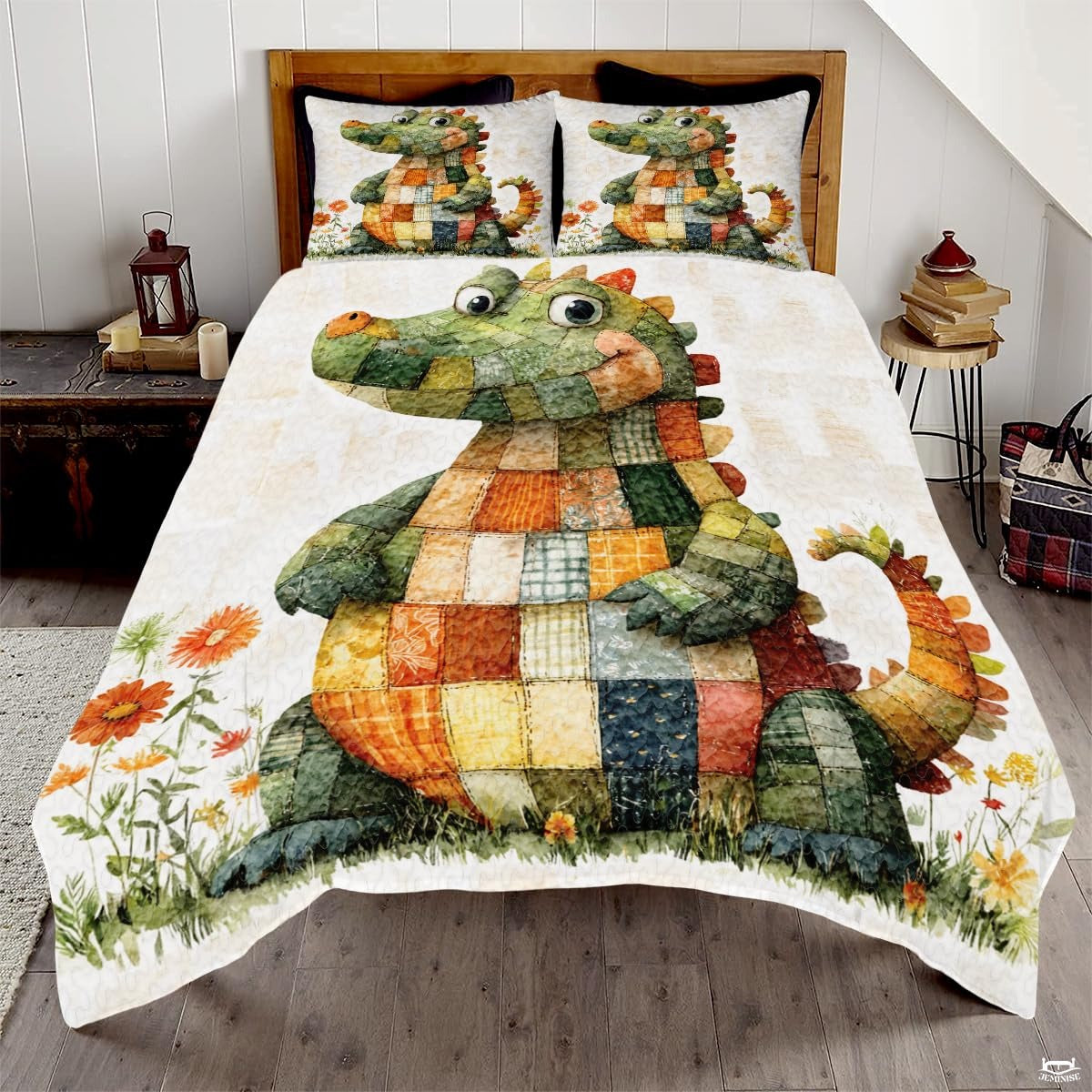 Crocodile Patchwork Printed Quilts, Animal Patchwork Bedding - Crocodile Quilt Bedset Style, Premium Quilts Bedspread, Animals Bedding Blanket Gift