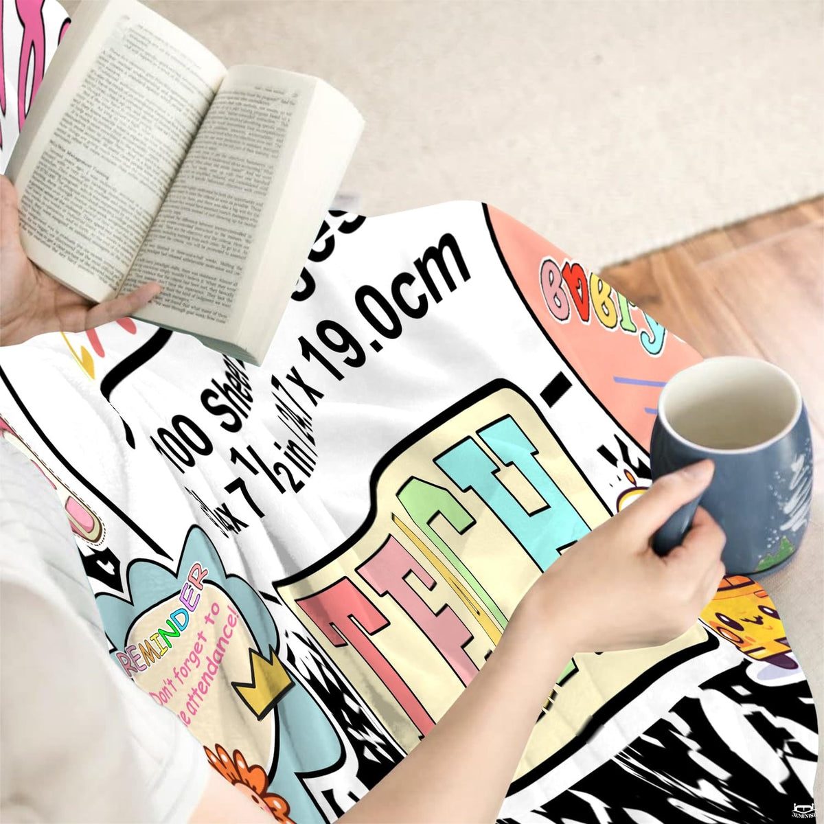 Notebook corner border detail on classroom graphic blanket