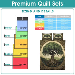 Tree of Life with Celtic Knot Roots Quilt Set And Celtic Knot Borders