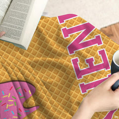 Overhead perspective of ice cream baseball bedding set highlighting vibrant athletic graphics and jersey numbers.