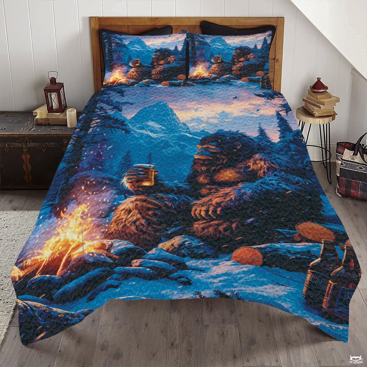 Personalized Bigfoot by Campfire Bedding Quilt Sets