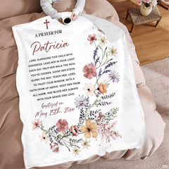 Baptism prayer layout with watercolor wildflowers, cross, and butterfly, view 8.