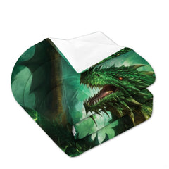 Bedroom styling of mint seafoam dragon bedding set displayed neatly on a mattress with modern decor.