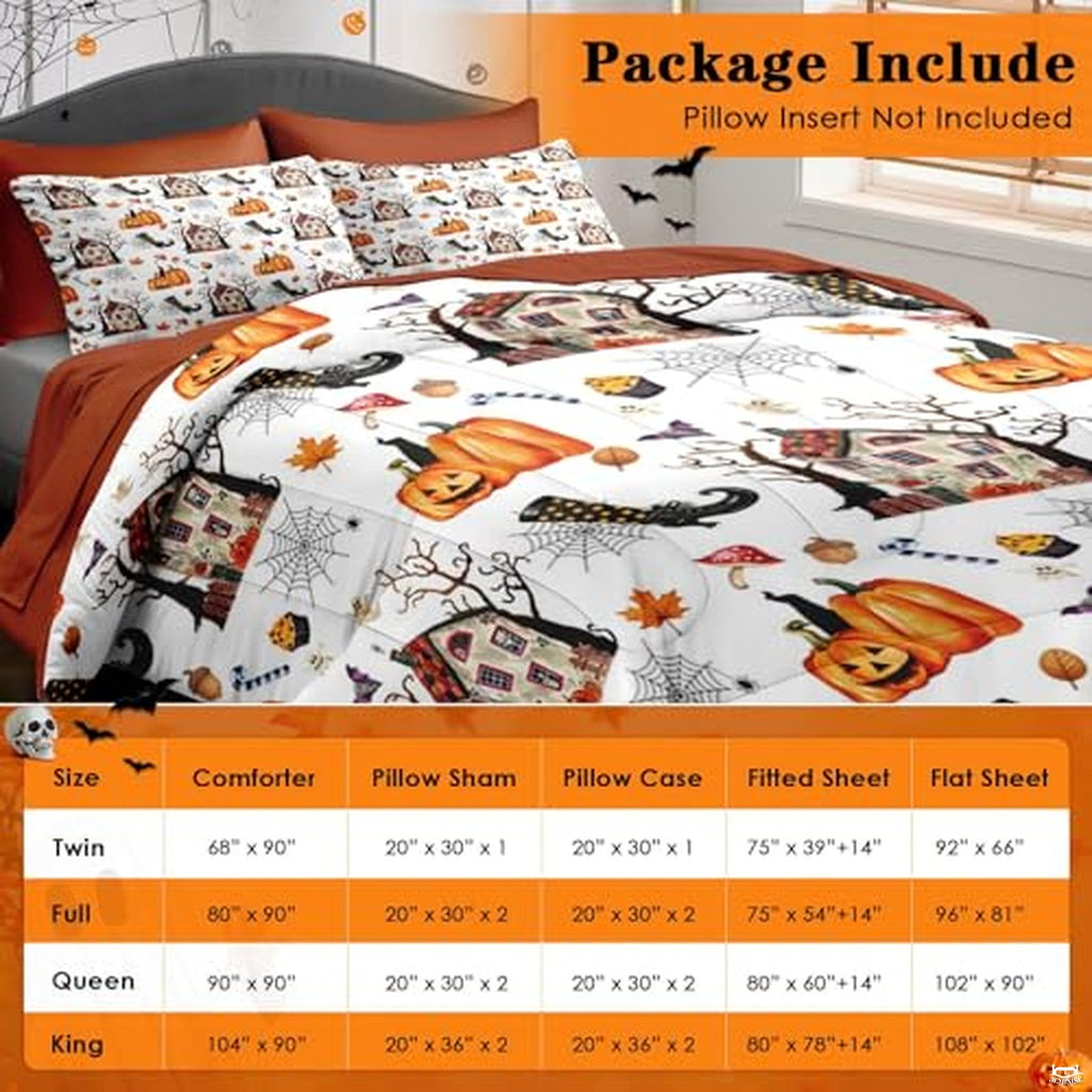 Pamnest Twin Halloween Comforter Set with Sheets, 5 Pieces Mystic Bedding