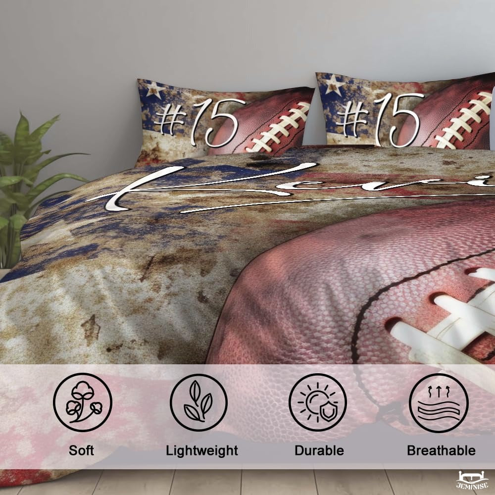 Custom American Football Close Up on Flag Comforter