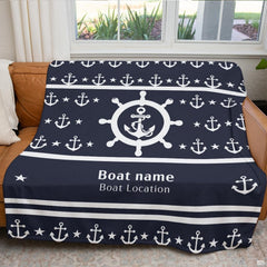 Alternative perspective of maritime helm anchor graphic blanket