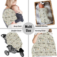 Mallard duck wildlife pattern throw blanket view 3 detailing watercolor drakes and reeds