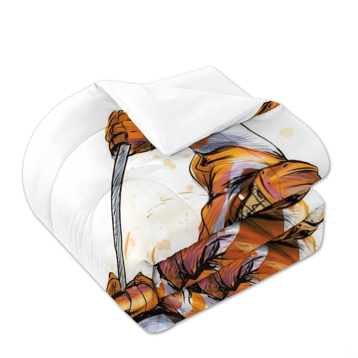Matching pillowcase detail for hockey bedding set showing coordinating sticks, pucks, and goalie helmet art