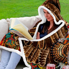 Beaded owl totem throw blanket view 7 highlighting beaded owl eyes, turquoise gems, and Southwestern patterns