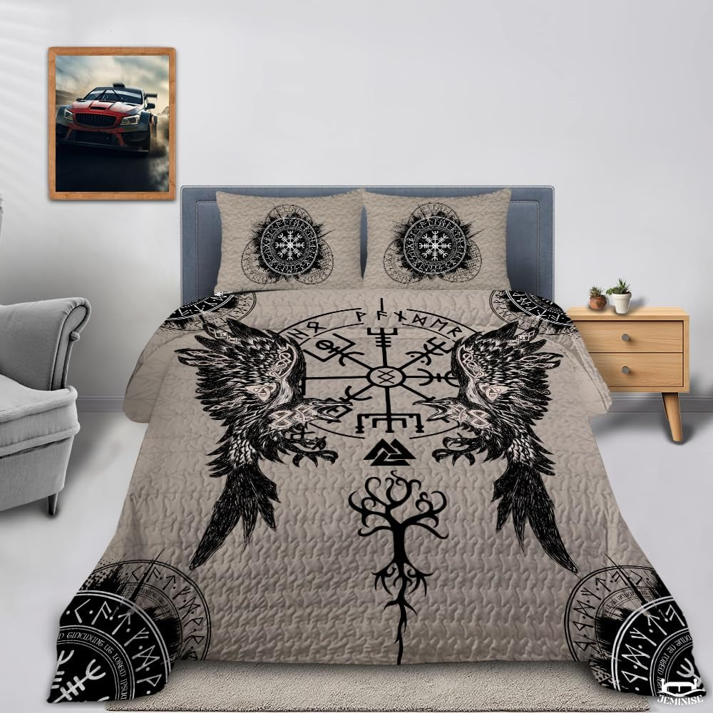 Norse Mythology Quilt with Ravens