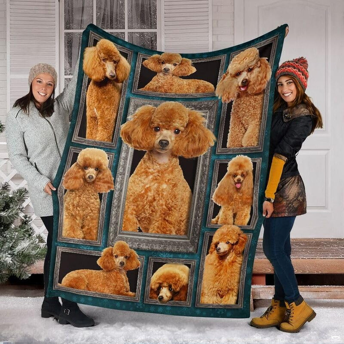 Apricot poodle gallery graphic blanket spread across floor play area