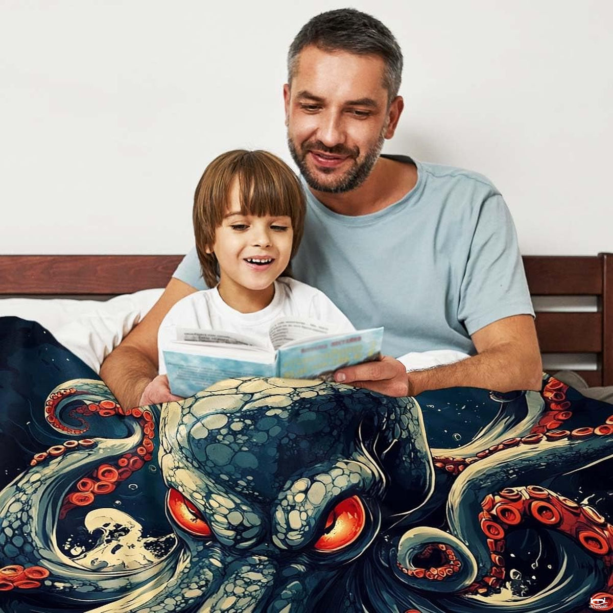 Kraken giant octopus ocean waves throw blanket view 3 detailing tentacles and waves
