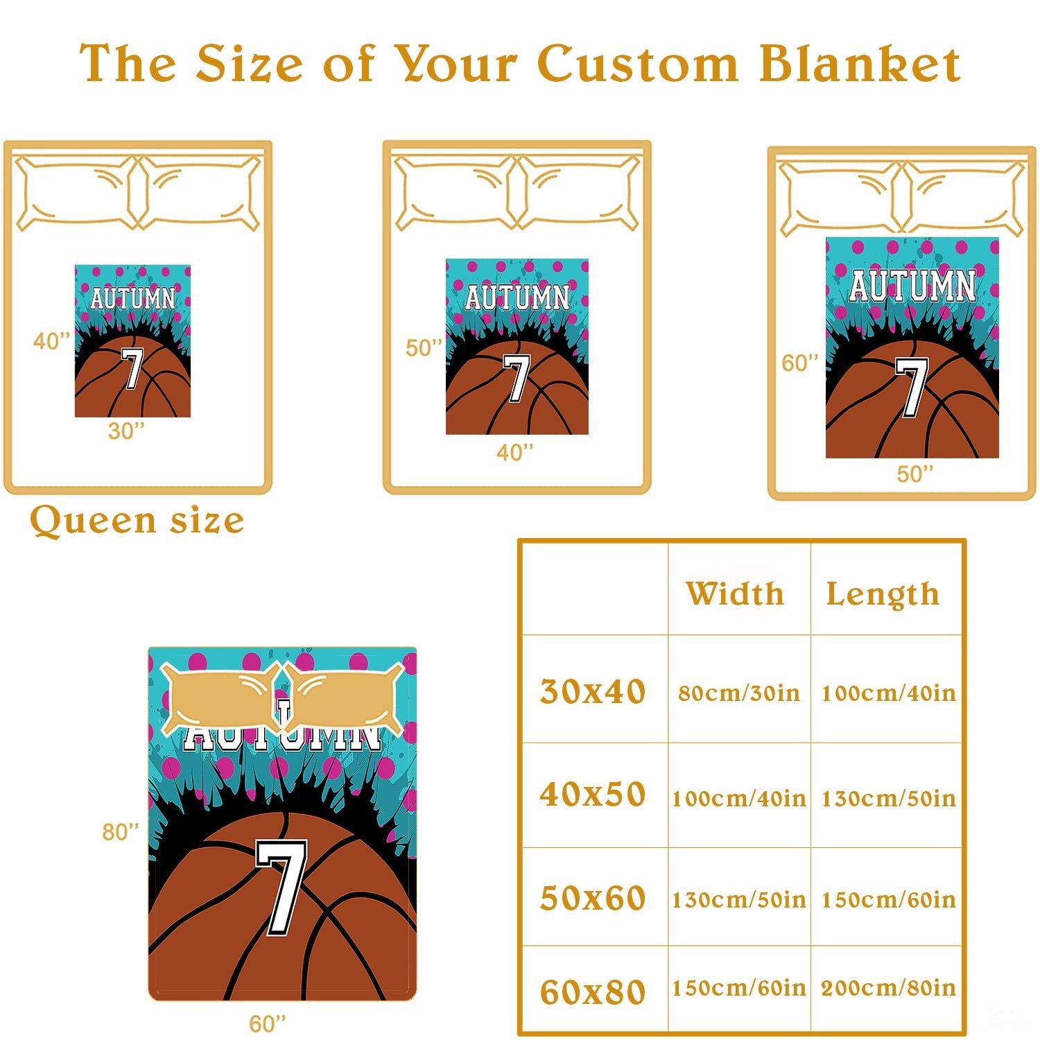Personalized Basketball Splattered Background Blanket with Name and Number