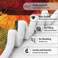 Overhead flat view of autumn maple leaves quilted border throw blanket