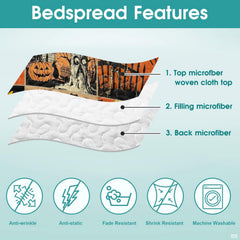 Corner fold view of Halloween bedding highlighting sharp orange and black graphic printing