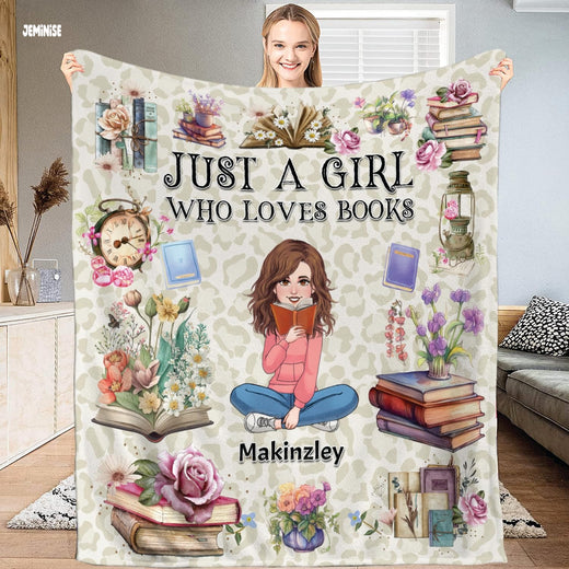 Jeminise Customized Reading Blanket for Book Lovers, Personalized Daughter Gift