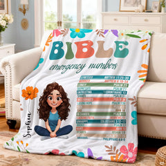 Custom Christian girl Bible emergency numbers Blanket