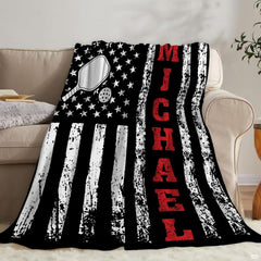 Distressed American flag graphic with pickleball paddle and red lettering, view 6.