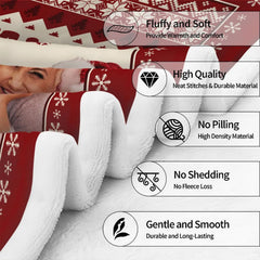Cranberry Nordic Christmas blanket displayed on living room sofa