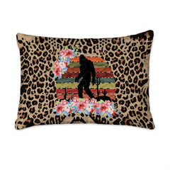 Matching pillowcase detail for animal print bedding set showcasing coordinating Bigfoot and leopard spot art