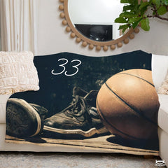 Basketball shoes blanket on sofa