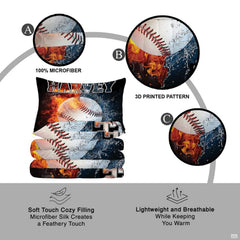 Detailed cool blue water droplet splash artwork displayed on the athletic elements bedding set design.