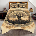 Celtic Tree of Life bedding set illustration over aged parchment tones.