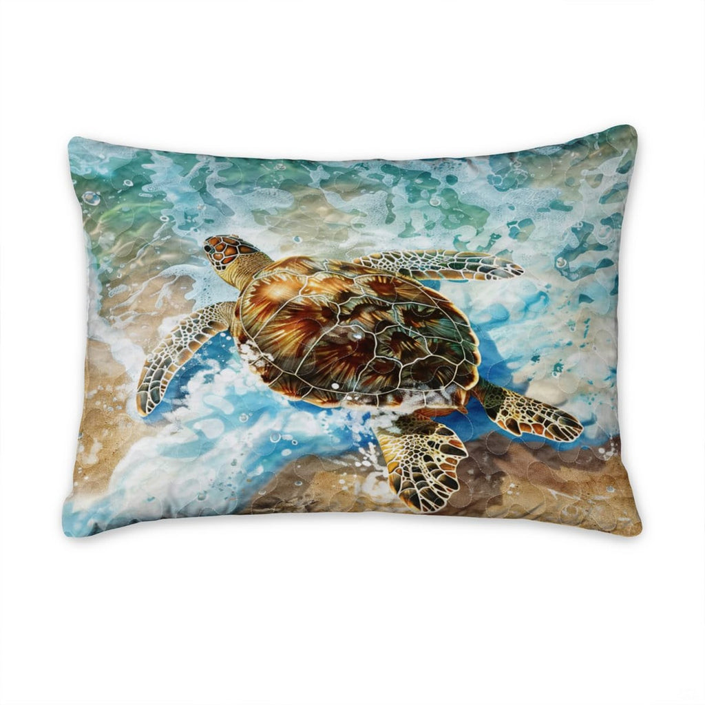 Matching pillowcase detail for coastal bedding set featuring coordinating sea turtle artwork