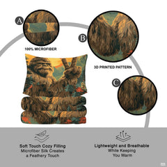 Rustic cabin bedroom styling of bigfoot bedding set displayed neatly on a mattress with natural wood decor.