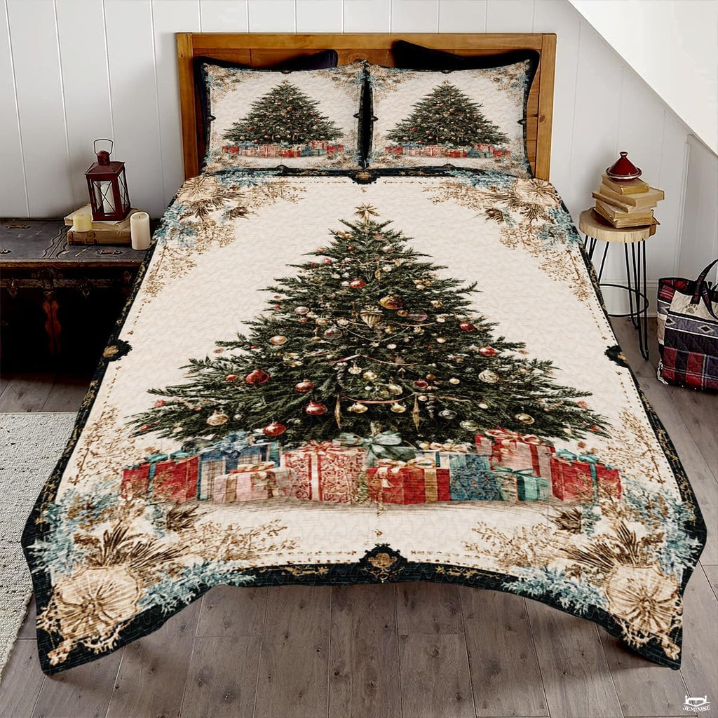 Christmas Bedding Quilt – Soft Microfiber Holiday Bedspread, Lightweight Winter Bedding, Cozy Xmas Quilts for Couch, Bedroom & Seasonal Home Decorations (Christmas Quilt-DS07)