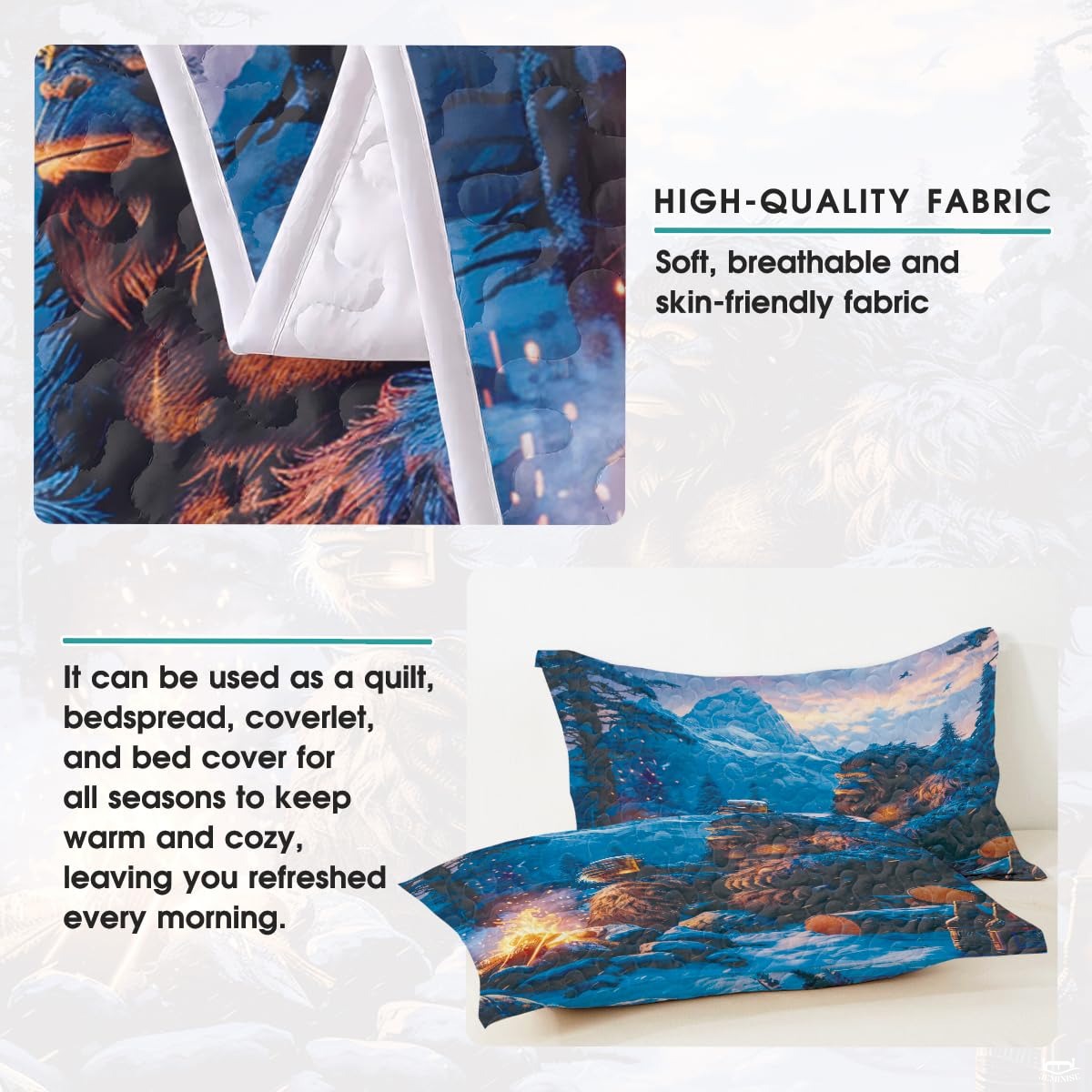 Personalized Bigfoot by Campfire Bedding Quilt Sets