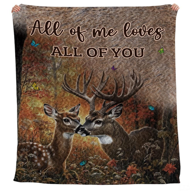 Personalized Wildlife Deer Couple Touching Noses Comforter with Buck