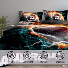 Custom Football Engulfed in Flames and Lightning Comforter