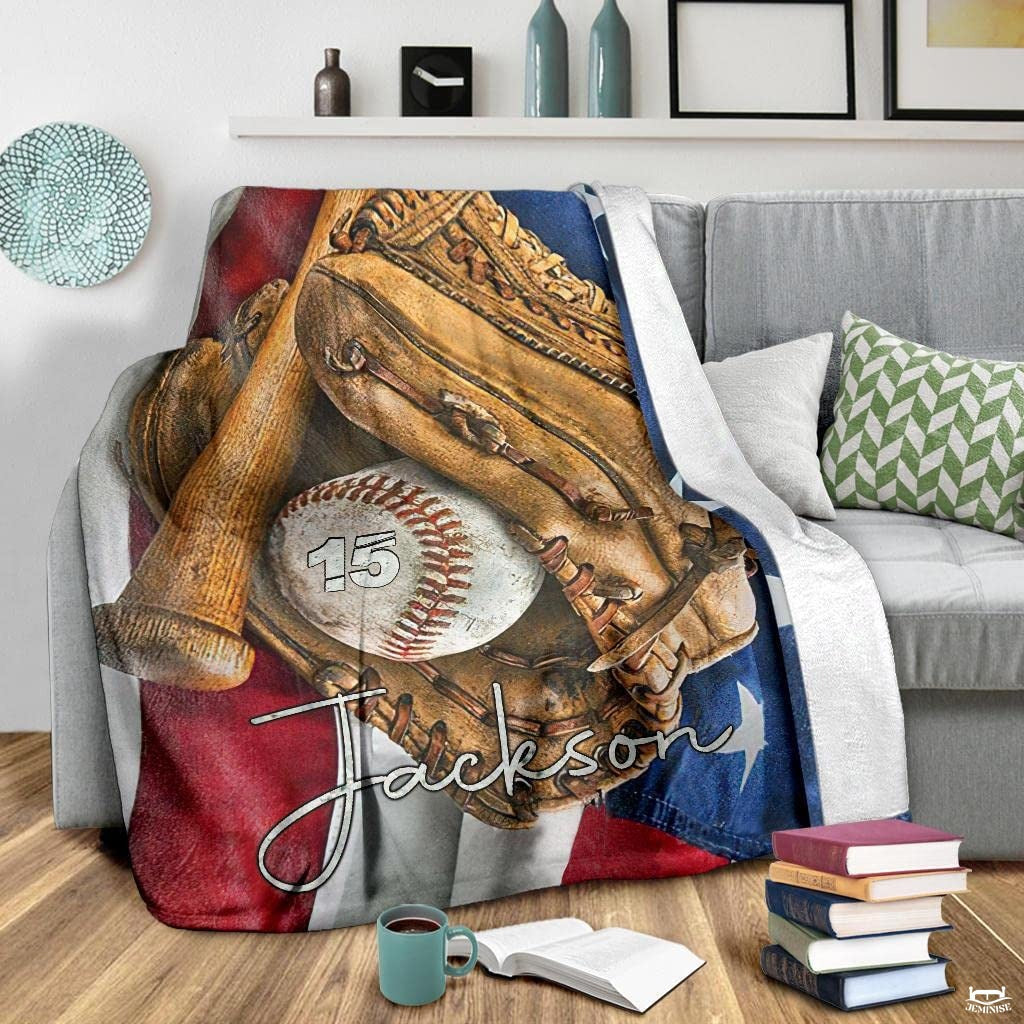 Custom Name Catcher Batter Baseball Baseball Throw, Baseball Blanket Gift Baseball Bedding Gift for Adult, Christmas New Years Gift for Baseball Player, Pitcher Gift (Baseball Design 13)