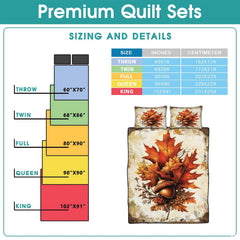 Folded corner view showing pumpkin orange and cinnamon amber foliage pattern on autumn bedding
