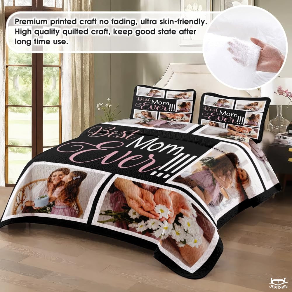 Personalized S Day Mother and Daughter Quilt with Photo and Daisies