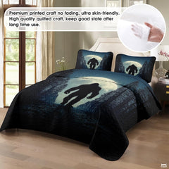 Personalized Bigfoot Full Moon Forest Quilt Set, Machine W - Design 12