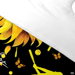 Softball Bedding Set for Softball Lover Heart Love Ball Sports Theme Comforter Girls Women Bright Teal Yellow Room Decorative Comforter Set Full Size