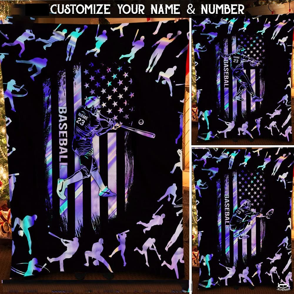 Custom Name Catcher Batter Baseball Baseball Throw, Baseball Blanket Gift Baseball Bedding Gift for Adult, Christmas New Years Gift for Baseball Player, Pitcher Gift (Baseball Design 01)