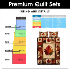 Coordinated pillow sham showcasing framed maple leaf artwork from the rustic autumn bedding set