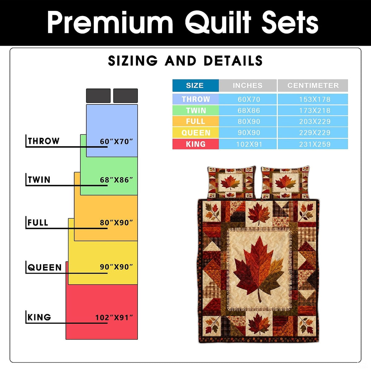Coordinated pillow sham showcasing framed maple leaf artwork from the rustic autumn bedding set