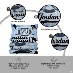 Coordinated pillow sham displaying athletic ice hockey graphics from the sports bedding set